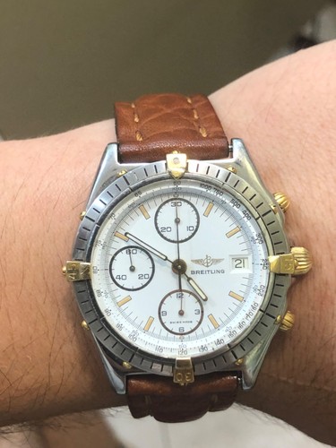 Breitling 81950 Chronomat 17 Jewels 7750 Mens Steel 100M WR 32378 Gold Pla Swiss
