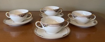 Vintage Royal Bayreuth Bavaria Belmont Bouillon Cups Saucers 4 Sets 8 Pieces