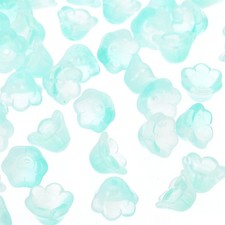 Glass Trumpet Flower Beads, 50 Pcs Gradient Flower Bead Charm, Cyan