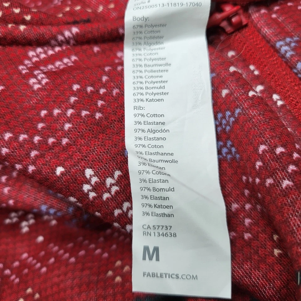 Fabletics Mujeres Ropa de Dormir M Rojo Con Capucha Fair Isle Vacaciones Pijama Mono Foto 3 de 4