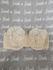 Vanity Fair Vintage Strapless Bra 34D Nude Lace Style 74-100 Made in USA