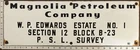 Vintage Porcelain Oil Well Sign - Magnolia Petroleum Co WP Edwards Estate Sec 12