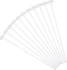 50 Pieces Plastic White Balloon Sticks with Cups for Party, Valentine'S Day, Wed