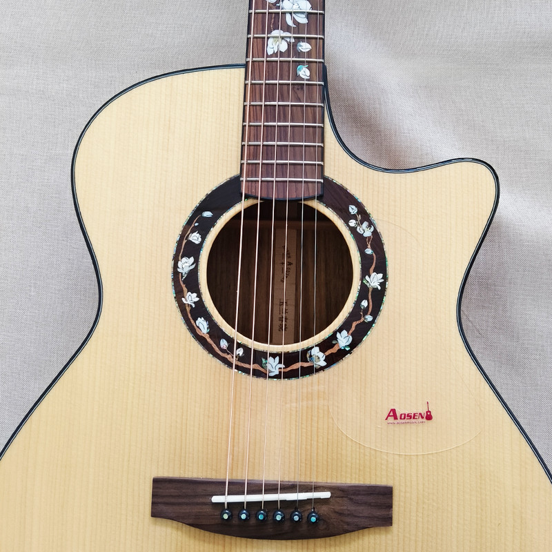 40" Cutaway Acoustic Guitar Spruce Wood Top Sapele Plywood Back Bone Nut Gigbag