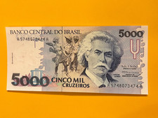 BANKNOTE BRAZIL 1993 5000 CRUZEIROS FREE SHIPPING