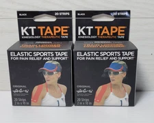 Kinesiology Therapeutic KT Tape Lot(2) Elastic Sports Tape 40 Total Strips Black