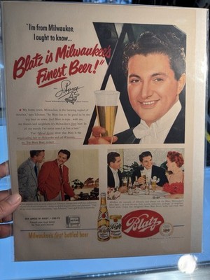 1952 PRINT AD BLATZ BEER LIBERACE PIANO PLAYER MILWAUKEE BORN