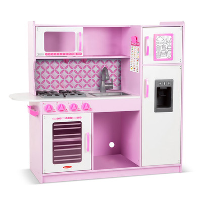 Pretend Play Melissa & Doug Wooden Chef s Toy Kitchen, Pink, Ages 3+