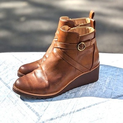 Life Stride Size 8 Velocity Zinfandel Brown Wedge Ankle Bootie Boots