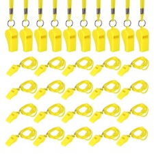 Plastic Whistles with Lanyard, 36 Pcs Yellow-Fitting for Coaches/Referee 