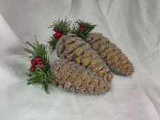 3 Pinecone covered In bead. Christmas ornament.
