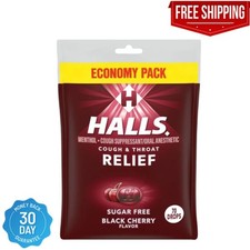HALLS Sugar Free Black Cherry Flavor Cough Drops 70 Count Relief for Coughs