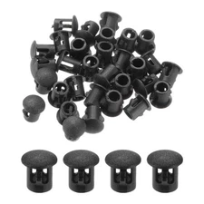 64Pcs 7mm(1/4') Black Nylon Plastic Round Locking Hole Plugs Insert End Caps