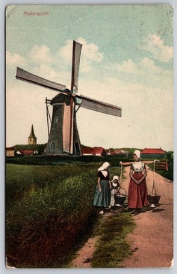 Vintage Molenzicht Windmill Postcard from Netherlands 1912 C302