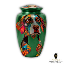 Colorful Dog Cremation Urn for Pet Ashes Handmade Aluminum Memorial Urn Green