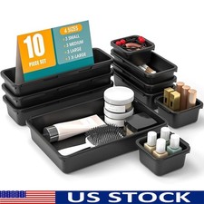 Plastic Drawer Organizer Set 10 Bins Stackable Storage Kitchen Office Crafts New