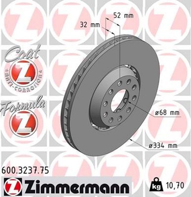 1x Bremsscheibe FORMULA Z ZIMMERMANN 600.3237.75 für VW PASSAT 3B3 3B6 B5