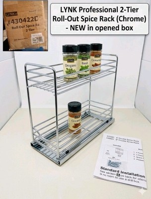 Lynk Professional Slide Out 2 Tier Spice Rack Organizer-New-Box Damage