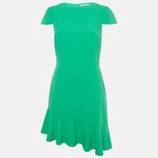 Alice + Olivia Fable Cap Sleeve Asymmetric Ruffle Dress, Green Women Size 12 NWT