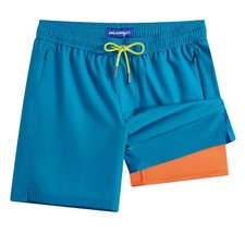 maamgic Mens Swim Trunks - Mens Bathing Suit with Compression Liner 7 Inch Qu...