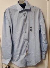 Calvin Klein Mens Steel  Slim Fit M Herringbone Dress Shirt Blue 15.5 32/33