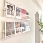 2 PCS 24 Inch Acrylic Magazine Holder Wall Mount Hanging Rack Brochure Clear