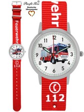 Kinder Armbanduhr Feuerwehr Uhr Jungen Mädchen Leuchtzeiger Wechselarmband rot