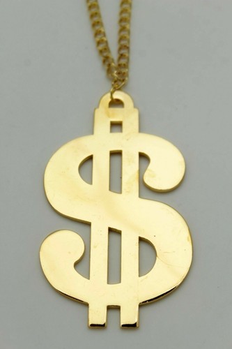 Hombre Metal Dorado Collar Grande Brillante Signo Dolar $ Colgante Calle Hip Hop - Imagen 9 de 11