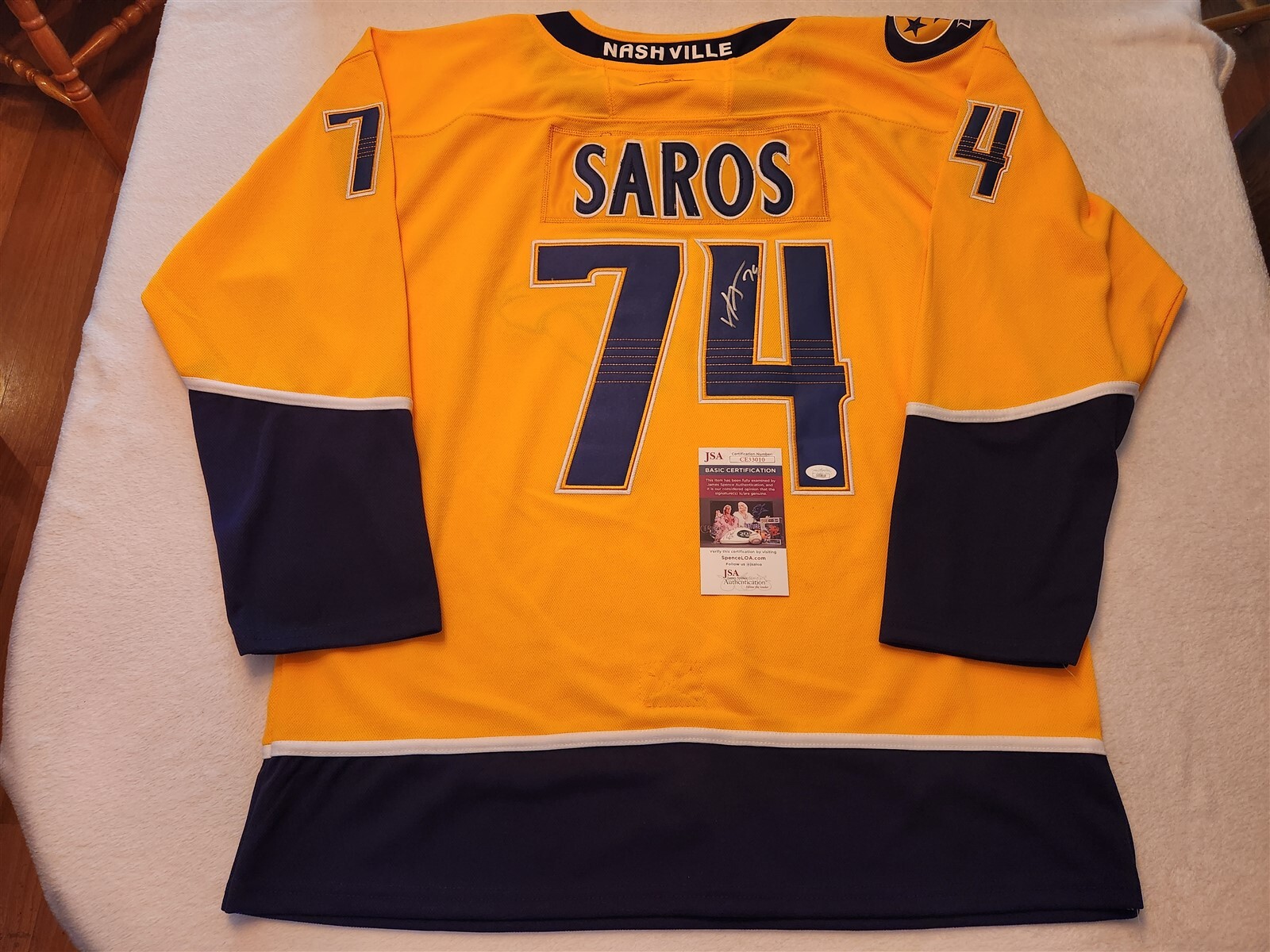 JUUSE SAROS signed PREDATORS custom jersey JSA COA SIZE XL 