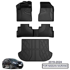 Car Floor Mats + Trunk Mat Cargo Liner All Weather For 2019-2024 Nissan Murano