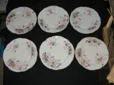 Beautiful series of 6 old Paris porcelain dishes with rockery border circa 1880