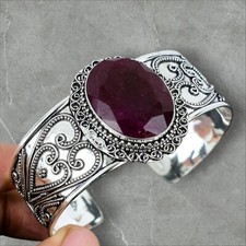 Ruby gemstone handmade 925 sterling silver jewelry cuff bangle