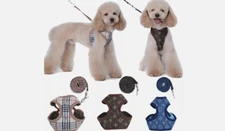 Luxury Super Soft  Monogram Designer Dog Cat Vest Harness & Leash S M L