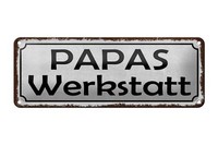 Blechschild Spruch 27X10 Cm Papas Wekstatt Familie Metall Deko Schild Tin Sign