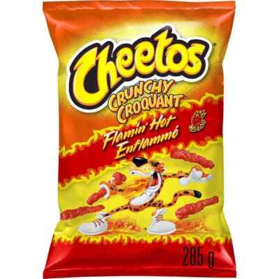 2 bags of Cheetos Crunchy Flamin' Hot Cheese Flavored Snack Chips 285g Each