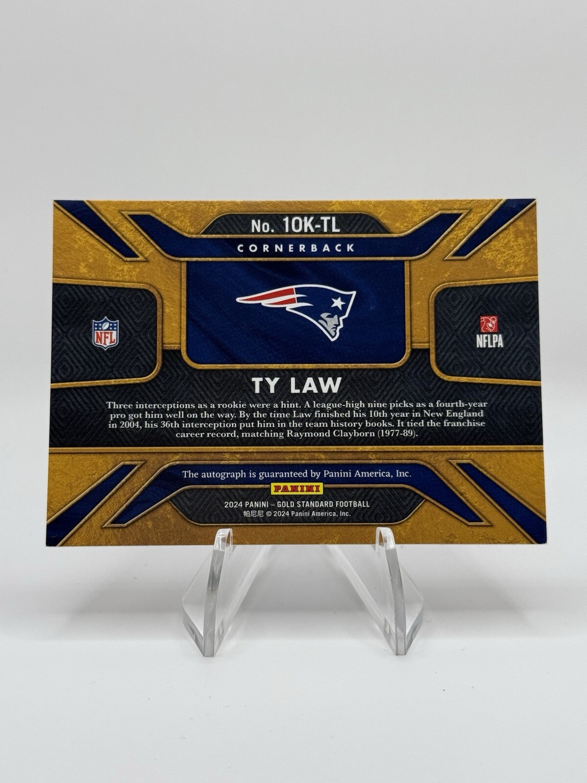 2024 Panini Gold Standard 10K Autographs Black 10KTL Ty Law /1 (AU