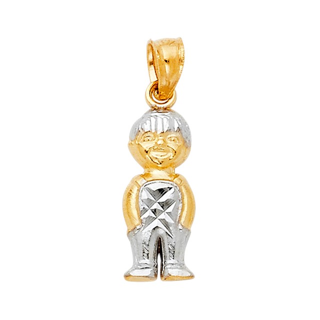 14K Real Solid Two Tone Gold Boy Pendant For Men Boy Tone Gold Boy