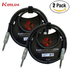 2-PACK Kirlin 3FT 1/4" Straight Male/Male 20 AWG Pro Quality Instrument Cable