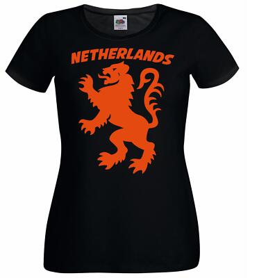 Damen-T-Shirt schwarz Niederlande Löwe niederländische Flagge Holland Sport Unterstützer