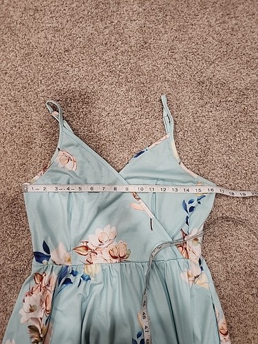 Vestido midi Styleworld azul medio floral ajustable con correa de espagueti para mujer - Imagen 5 de 6