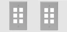2 pack 6 Port Jack Wall FacePlate Network CAT5e CAT6 Gray Gang Keystone
