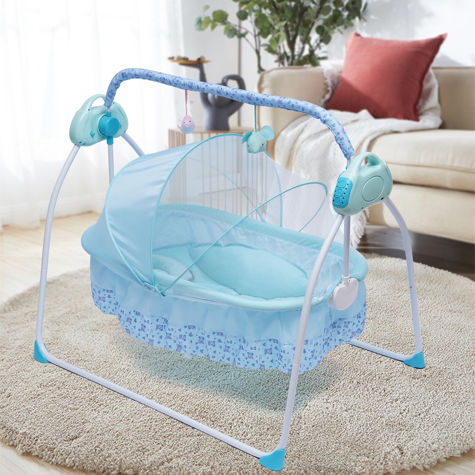 Portable Electric Bluetooth Baby Swing Cradle Rocking Crib