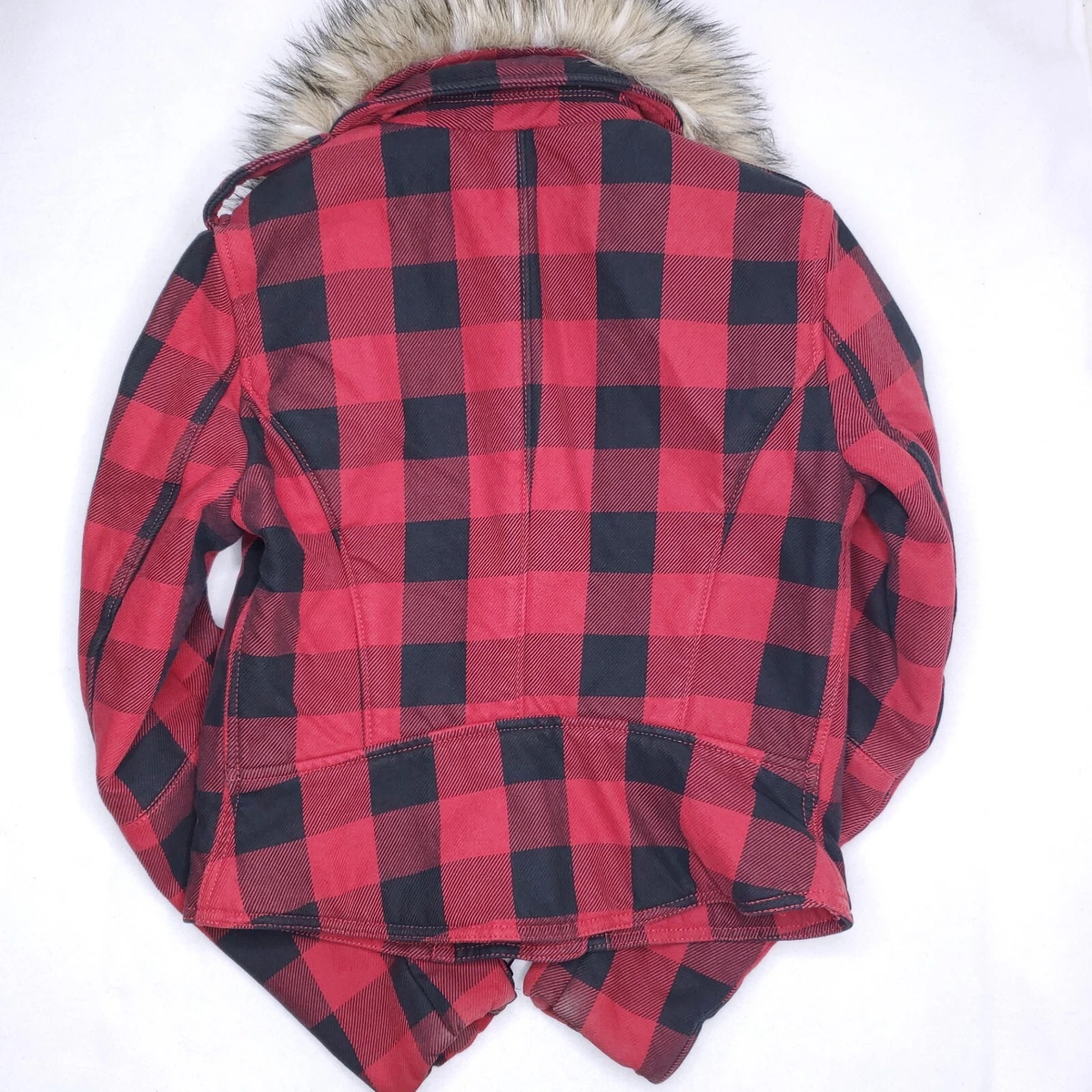 Rag supply plaid store shearling hooded coat