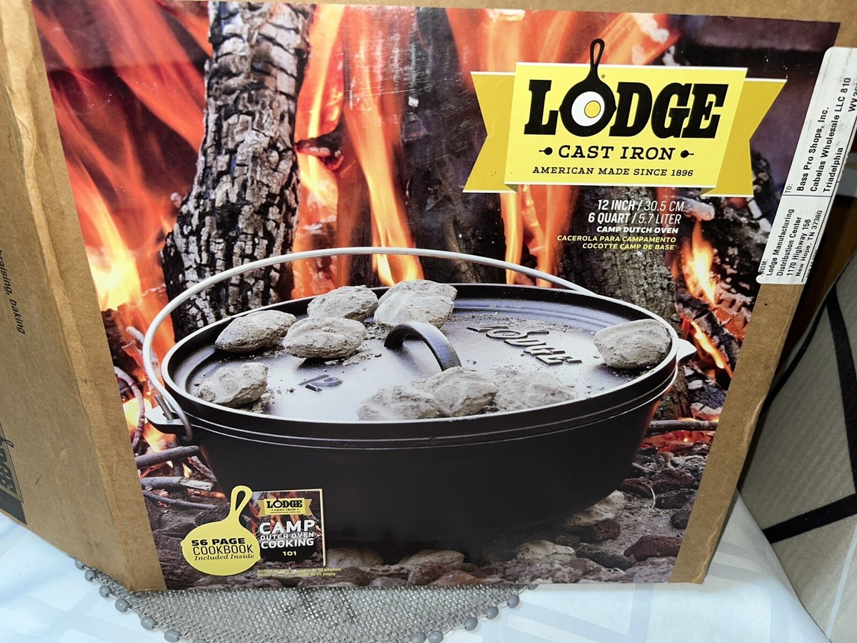 Lodge Camp Dutch Oven #12 Flanged Iron Lid 3 Legs 6 QT 12