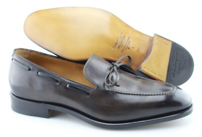 Men's SALVATORE FERRAGAMO 'Tramezza' Dark Brown Leather Loafers
