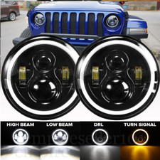 Pair 7 Inch Round Led Headlights Angle Eyes Drl For Jeep Wrangler Jk Lj Tj Cj Pair 7 Inch Round Led Headlights Angle Eyes Drl For Jeep Wrangler Jk Lj Tj Cj