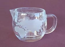 NESTLE NESCAFE Vintage Glass COFFEE  CREAMER Etched Frosted World Globe Map