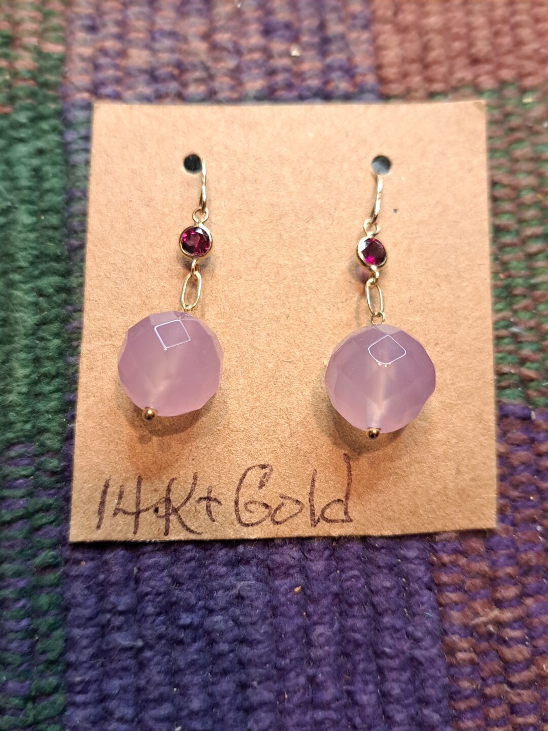 New Solid 14 Karat Solid Yellow Gold Garnet-Pink … - image 20