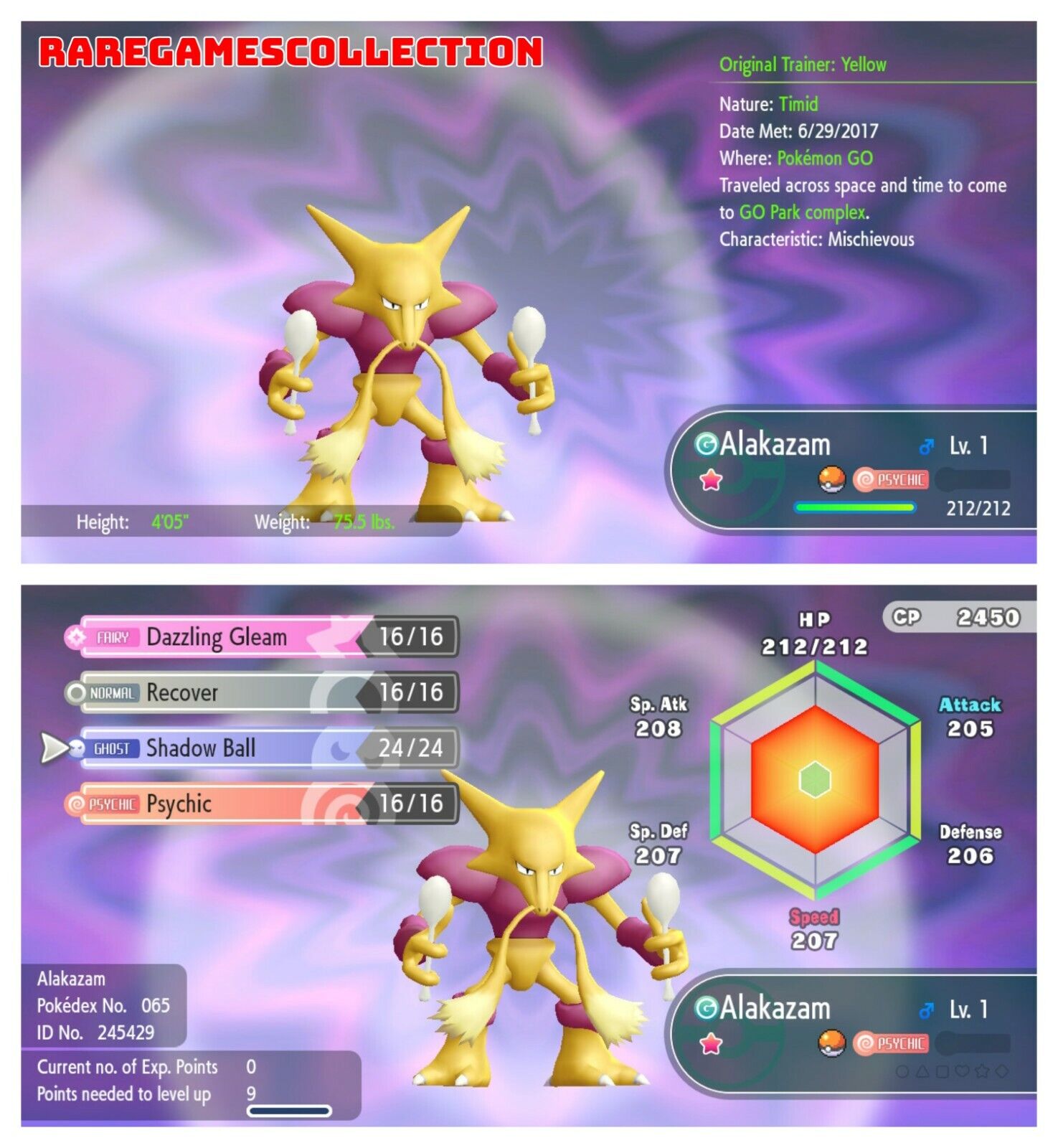 Pokemon Let's Go Pikachu & Eevee ✨ SHINY ✨ 6 IVs 1 LEVEL ALAKAZAM FAST  DELIVERY