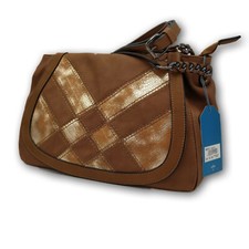 Borsa da donna Rossini sacca con pattina Color Cuoio e chiusura a calamita e zip